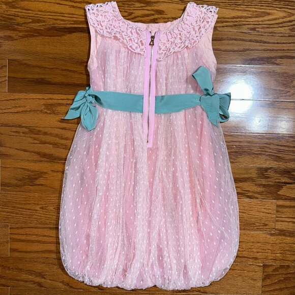 Pinco Pallino Imelde & Stefano Cavalleri Girls Designer Lace Bubble Dress Size 6 - Picture 9 of 12